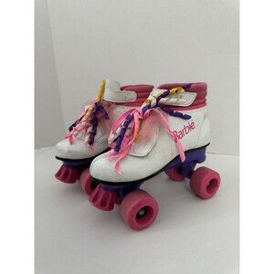 Vintage 90s Girls Barbie Pink Roller Skates Size 1 Brookfield